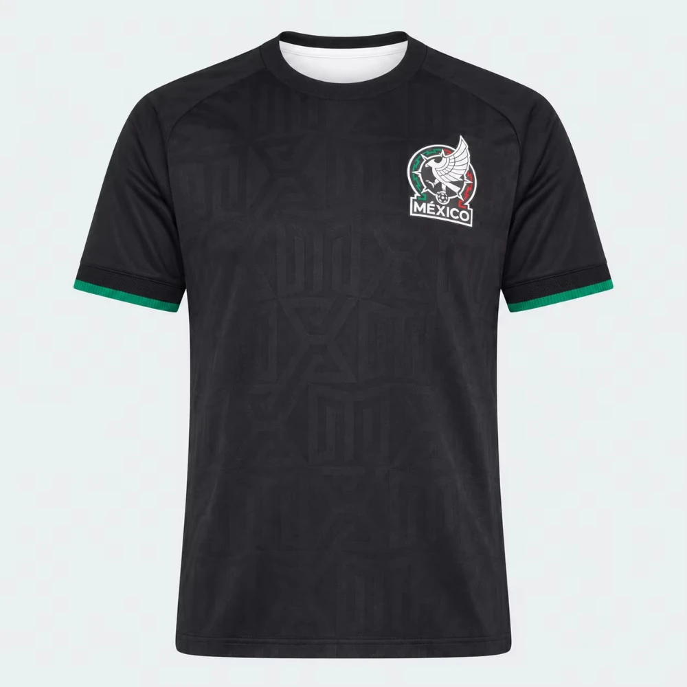 Mexico 26-27 Home Soccer Jersey Green Aztec Pattern Men Short Sleeve Crew Neck Football Shirt Match Training Game Wear