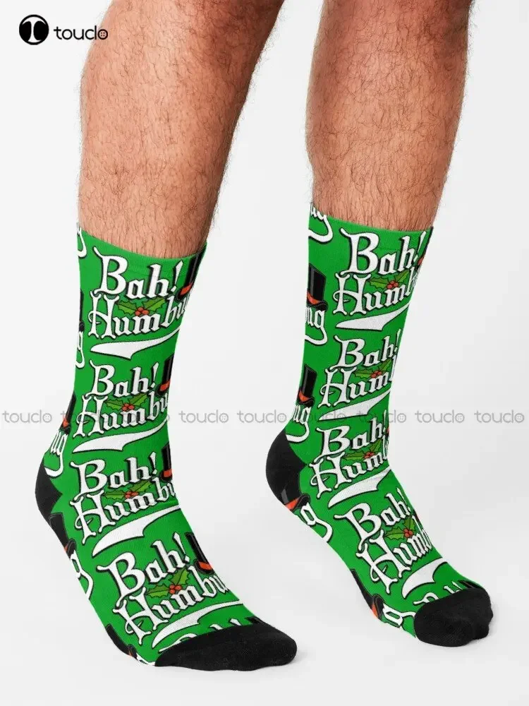 Bah Humbug! Funny Christmas Scrooge Graphic Socks Socks Personalized Custom Unisex Adult Teen Youth Socks Custom Gift Colorful