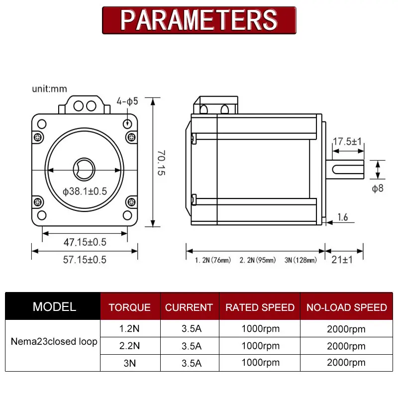 Imagem -05 - Sistema de Loop Fechado: Loop Fechado Motor dc Mais Cabo 3m com Híbrido Servo Driver Hbs57h & Fonte de Alimentação 2kit 3kit 4kit Nema23