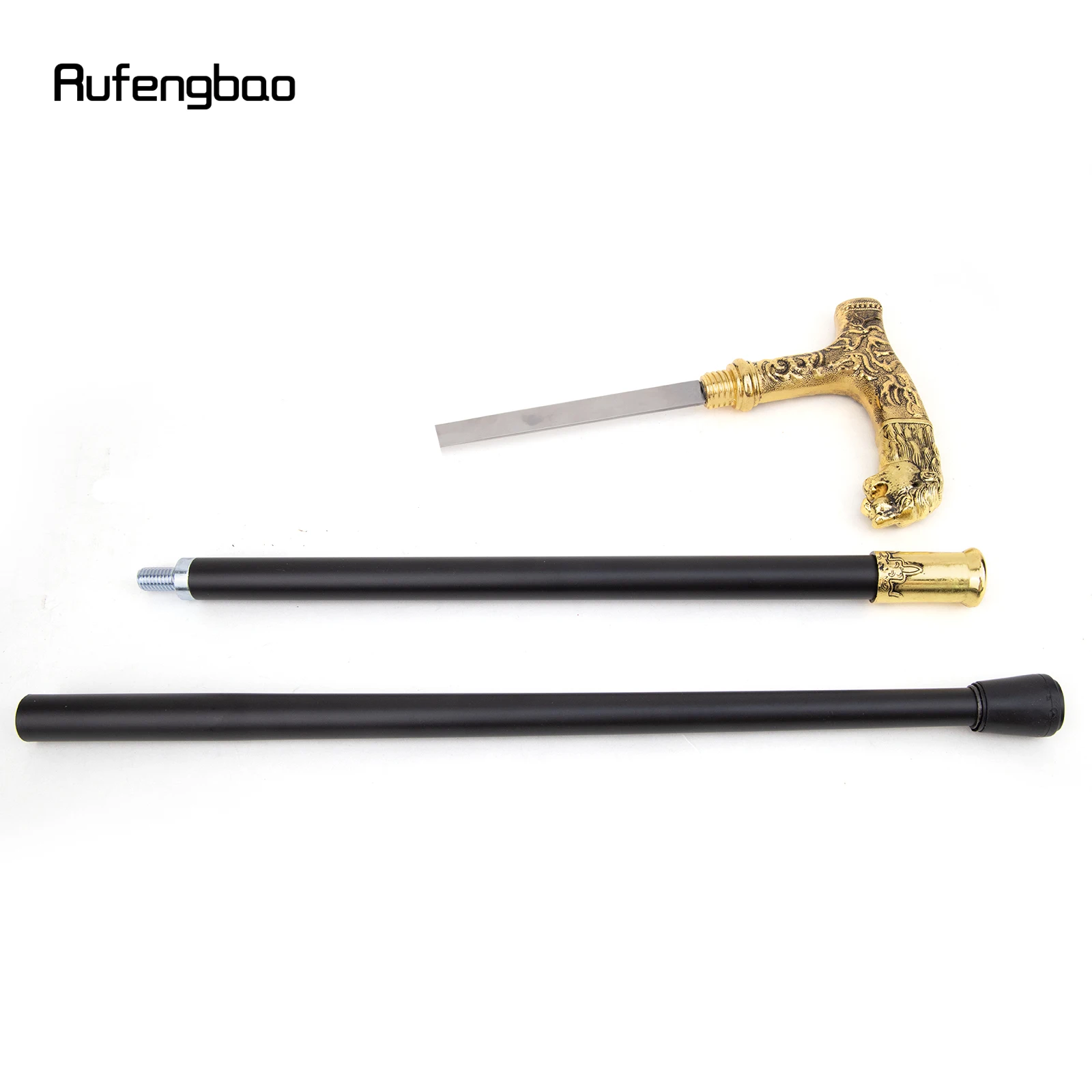 Gouden Leeuw Handvat Luxe Wandelstok Met Verborgen Plaat Zelfverdediging Mode Cane Plaat Cosplay Crosier Stick 90Cm