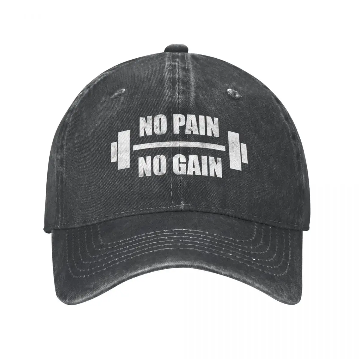 

No Pain No Gain Stuff Men Women Baseball Cap GYM Distressed Washed Hats Cap Vintage Outdoor Summer Adjustable Dad Hat