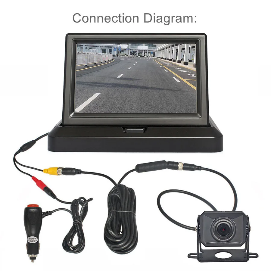 DIYKIT 1920x1080 5" Foldable AHD IPS Car Monitor Reverse Rear View Car Camera Waterproof Night Vision Backup for Car Bus Truck
