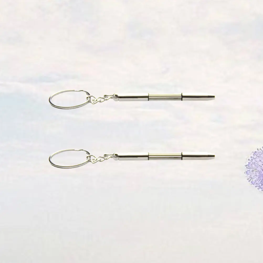 2Pcs 3-in-1 Compact Precision Screwdriver Set Keychain Carry Pouch for Eyeglasses Sunglasses Watches Jewelry Repair