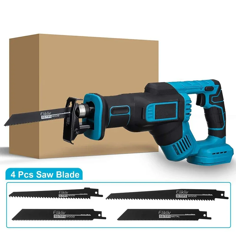 

3000RPM Cordless Reciprocating Saw Adjustable Speed Chainsaw Wood Metal PVC Pipe Cutting Bandsaw Power Tool Makita 18V Battery