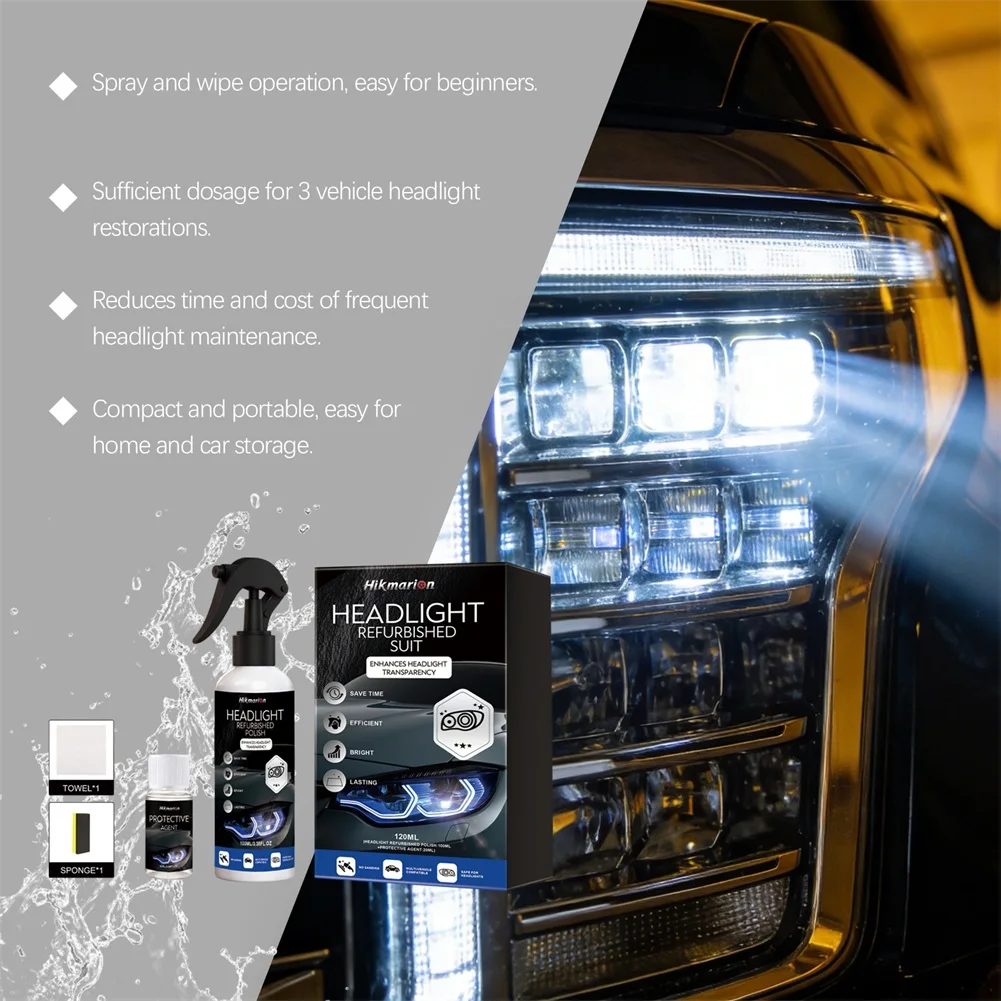 Car Headlight Repair Agents Kit Instantly Restores Headlight Clarity & Brightness. Night Driving Visibility Enhancement 2,Used
