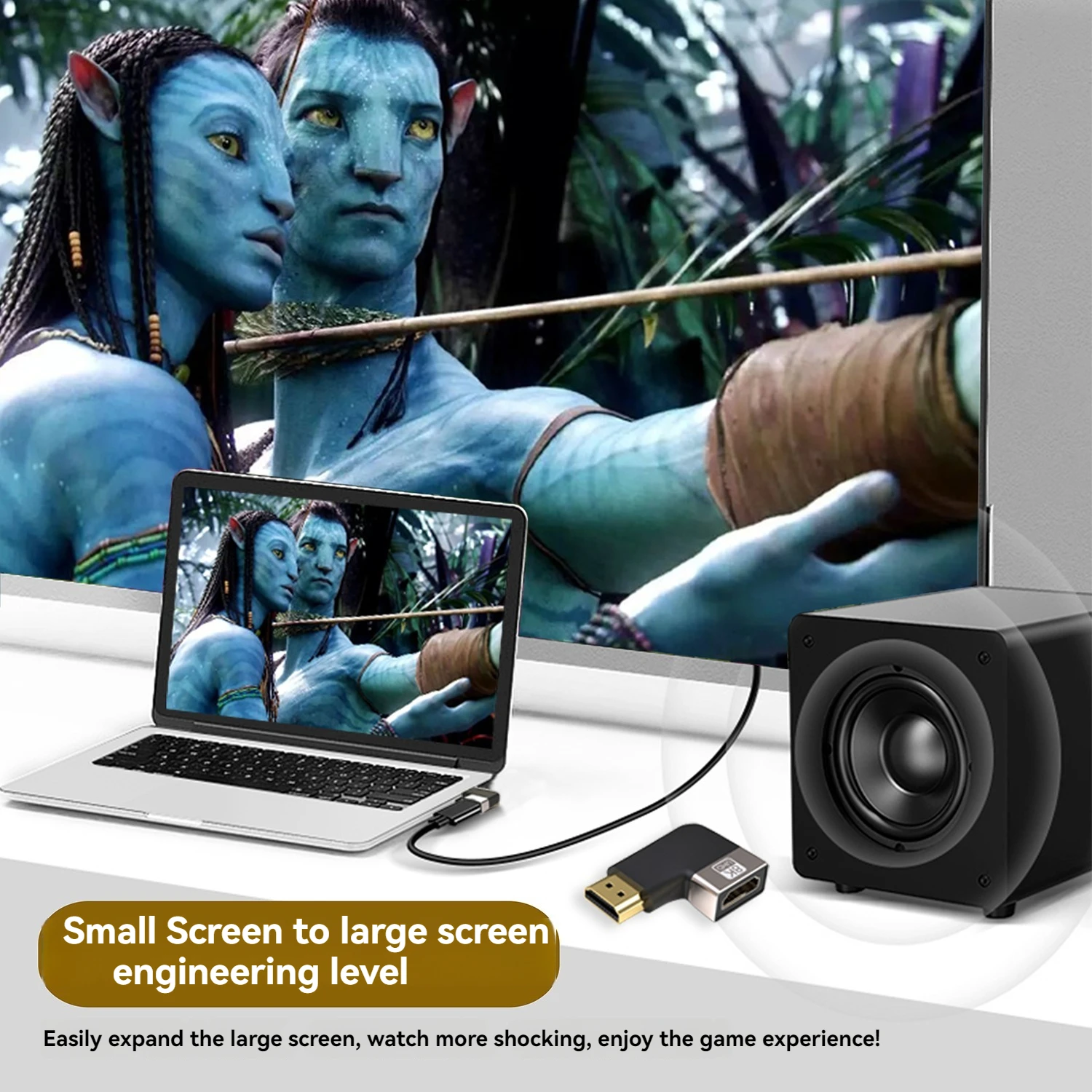 HDMI-kompatibler Stecker auf Buchse Extender 90/270 Grad rechtwinkliger Adapter 8K 60Hz 4K 120Hz 48Gbps HDR Video für PS5 Laptop HD TV – Detail 11