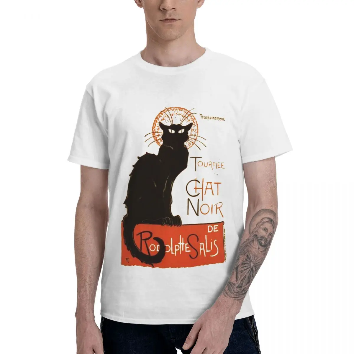 Fashion Tournee Du Chat Noir After Steinlein T Shirt Pure Cotton Round Neck Male T-Shirts Short Sleeve PlCasual Tees Tops
