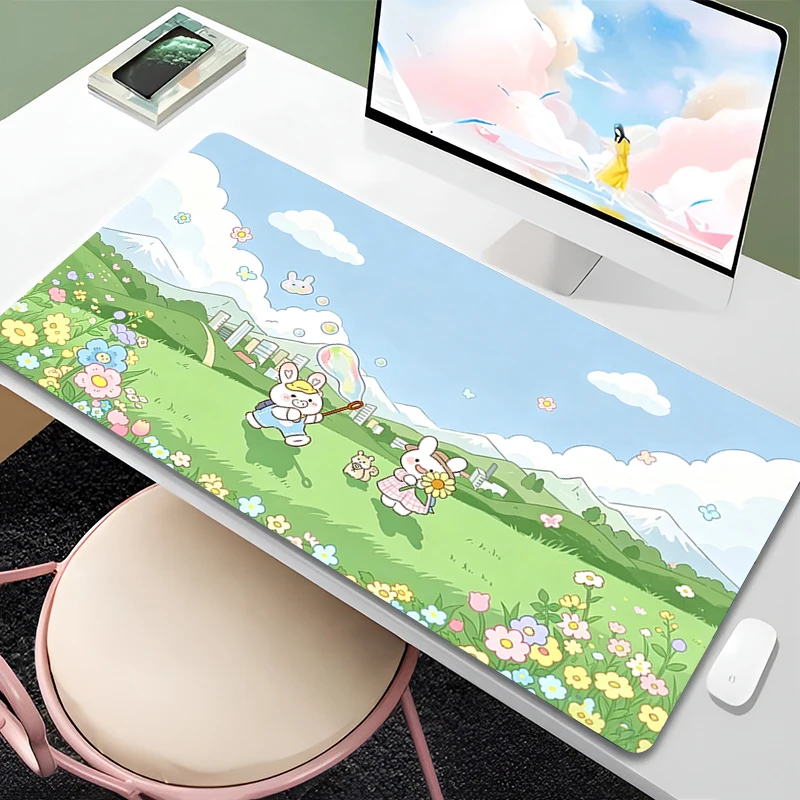 Large Mouse Pad Computer Desk Mat kawaii Gaming Pad Japanese healing scenery Mousepad Anime Keyboard Gamer Accessories Table Pad