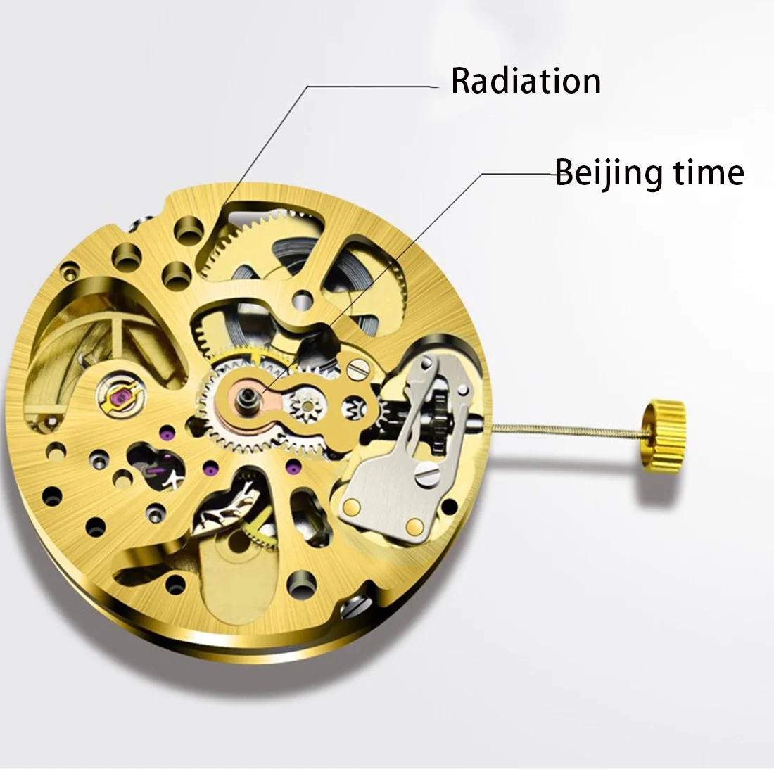 Limited Stock-FF Gold Skeleton 2004 Movement Ordinary Pendulum Adjustment Radiation Pattern Fully Automatic Watch Movement