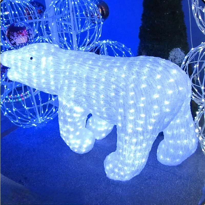personalised 3d Decoration Handmade Life Size White Resin Luminous Christmas Motif Sculpture Led Polar Bears Outdoor Hot sales