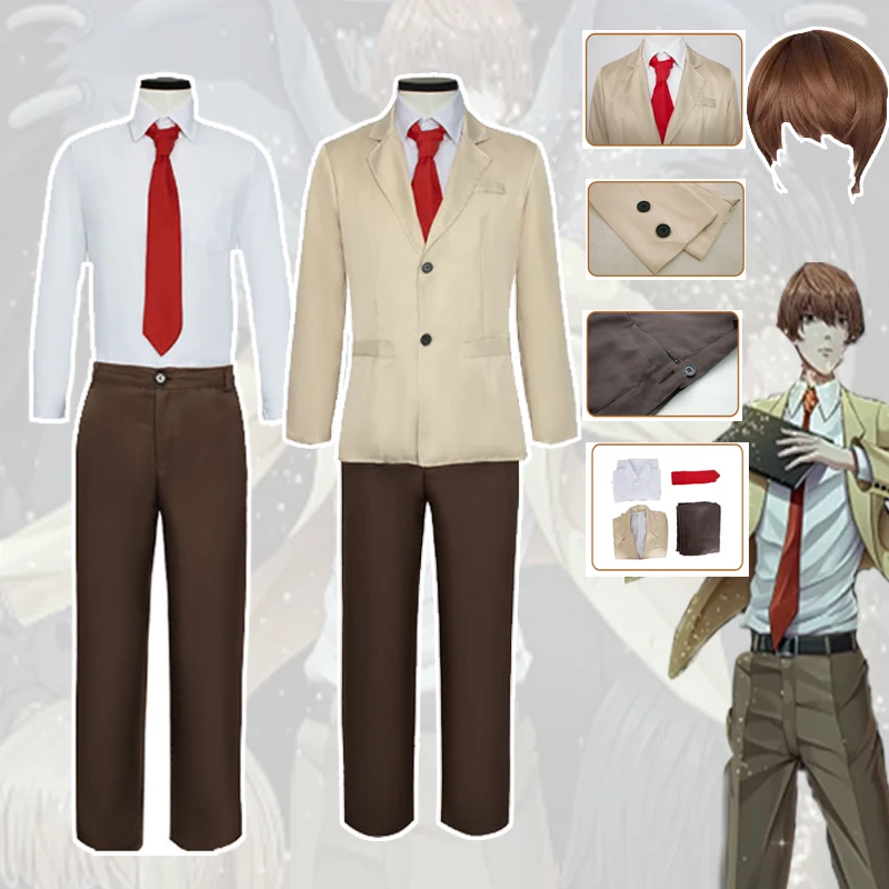 Death Anime Yagami Light Cosplay Costume Suit Shirt Pants Tie Cos Wig Daily Performance Disguise Stage Wear Halloween Party