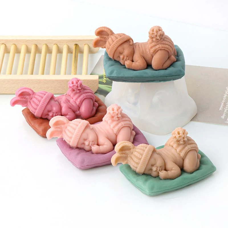 3D Baby Sleeping Shape Silicone Mold Kitchen DIY Fondant Cake Baking Chocolate Mold Handmade Soap Candle Plaster Resin Clay Tool