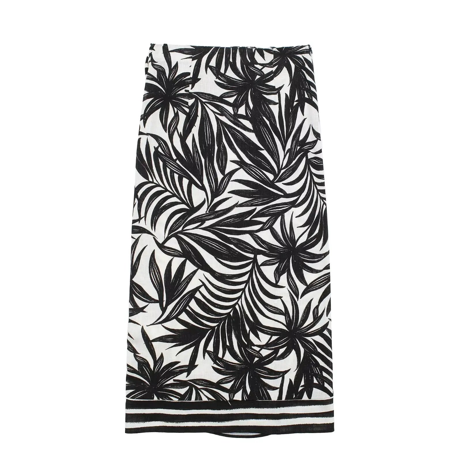 Tangada 2024 Summer Women Flower Print Skirt Bow High Waist Female Wrap Skirt 3H0246-1