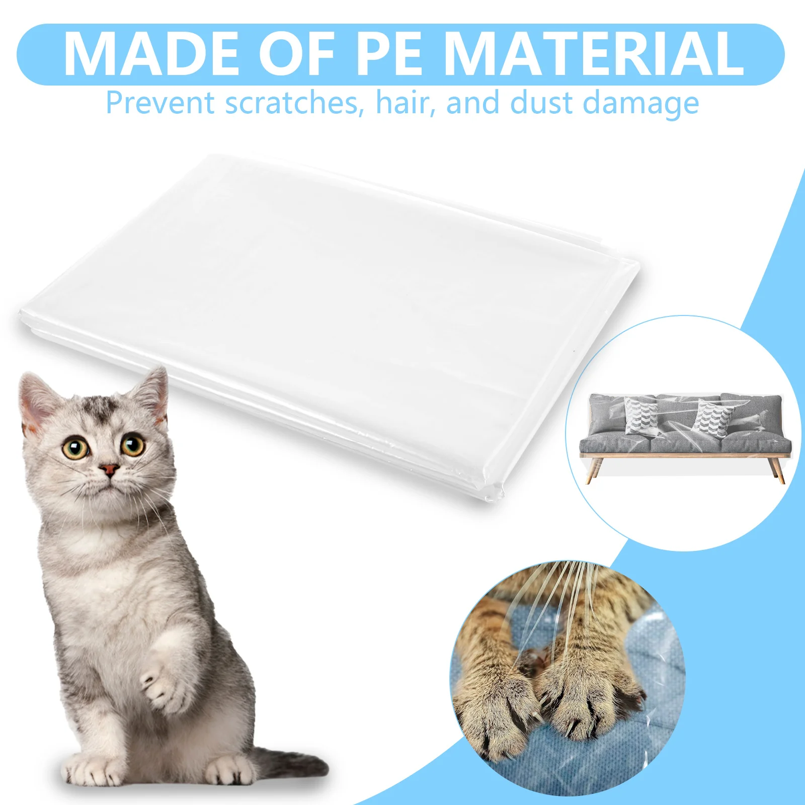 Waterproof Sofa Cover PE Transparent Furniture Dustproof Covers 1/2/3/4 Seat Couch Protection Cover Cat Dog Scratch Protector