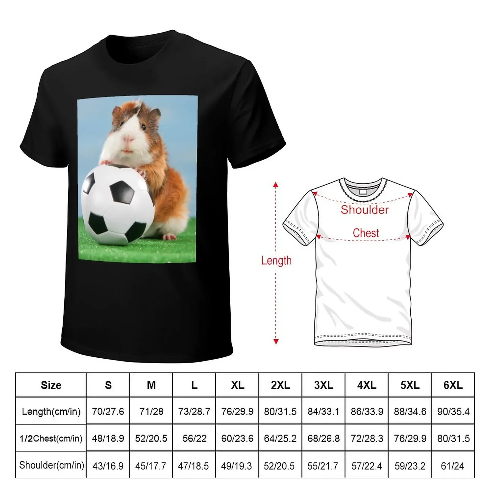 Guinea pig sits on soccer ball T-Shirt Aesthetic clothing vintage plain white t shirts men