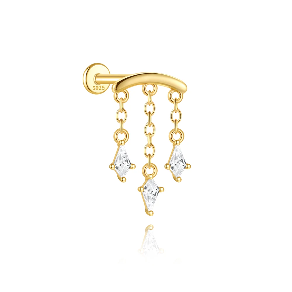 CANNER 1 STÜCK 925 Sterling Silber Achtzackiger Stern CZ Piercing Ohrring Für Frauen Ins Quaste Kette Stud Ohrring Party Edlen Schmuck