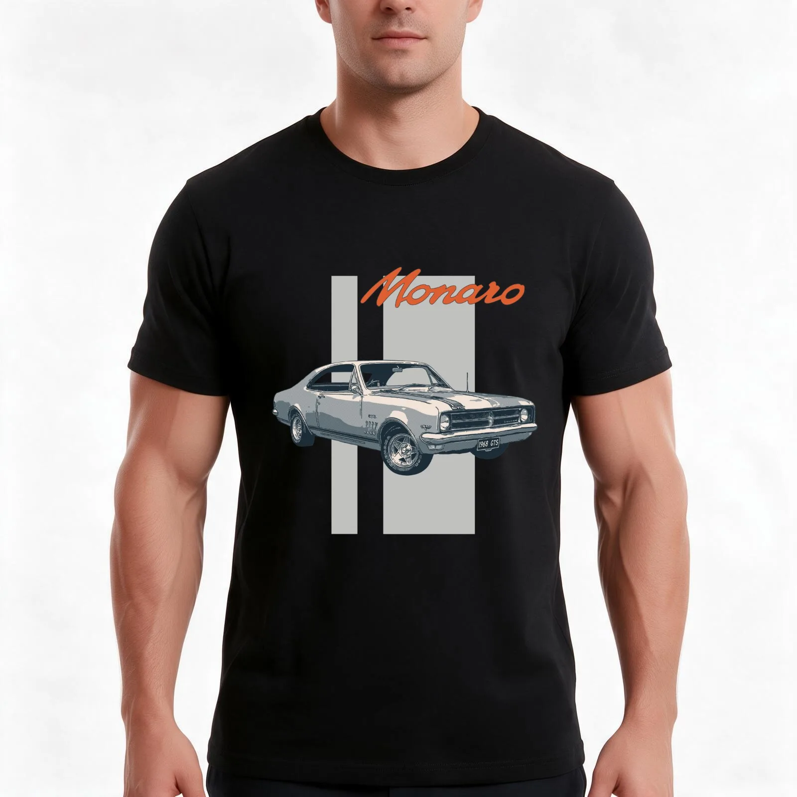 Holden Monaro T-Shirt, Summer Casual Cotton Tee, Oversized Streetwear Tops, Vintage Graphic Print, Loose Fit Short Sleeve