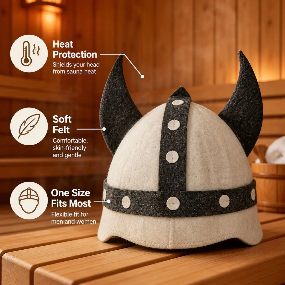 Wool Felt Material Wool Felt Sauna Hat Heat Resistant Rivet Decor Russian Banya Cap White Grey Unisex Steam Bath Headwear