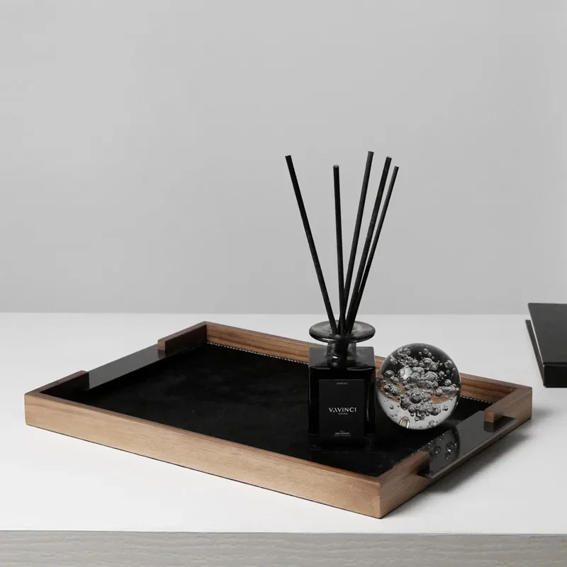 Nordic Household Walnut Incense Storage Tray Living Room Tea Table Sundries Decorative Tray Multi-functional Bathroom Tray