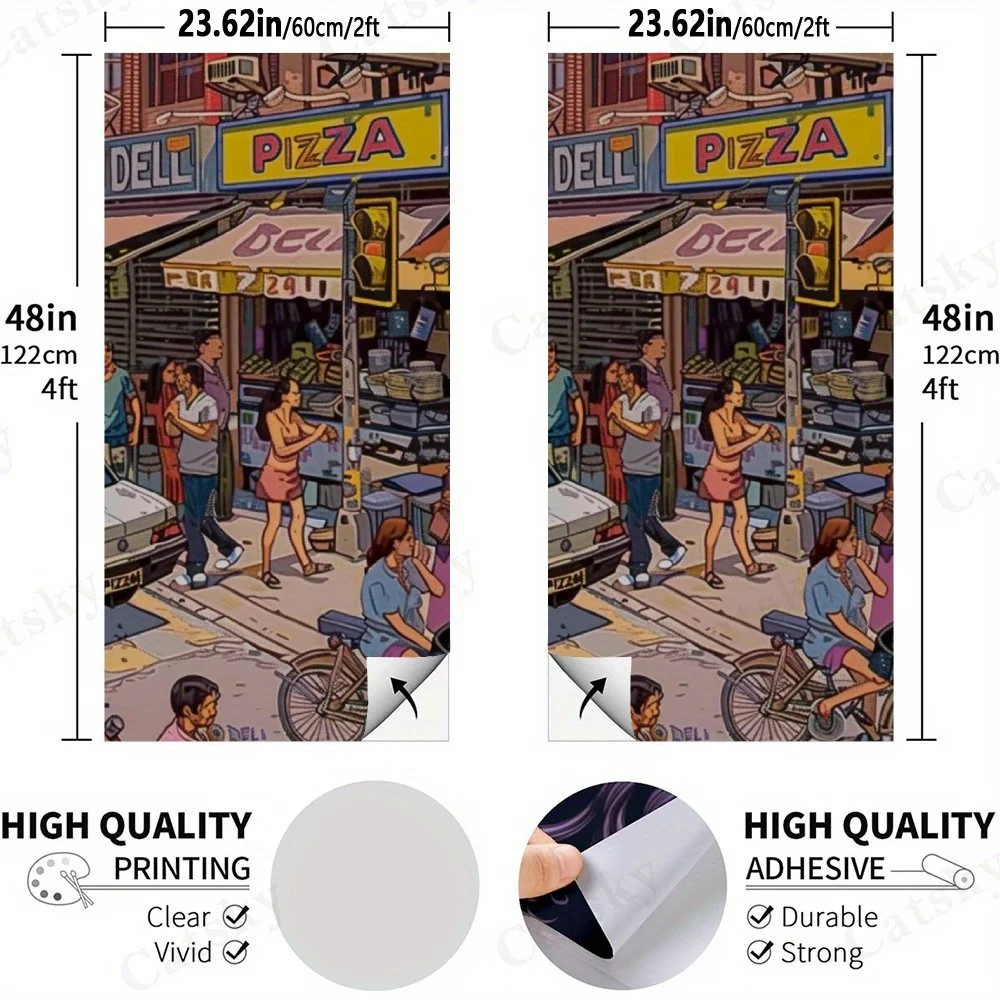 Lively Street Scene   Sandbag Board Sticker.This sandbag board sticker is made from high-quality materials, offering excellent d
