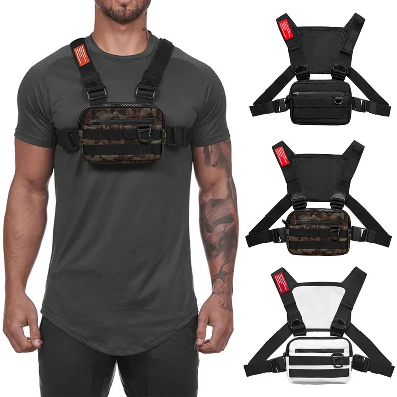 Fashion Men Tactical Waist Bag Hunting Vest Chest Pack Hip Hop Function Chest Rig Pack