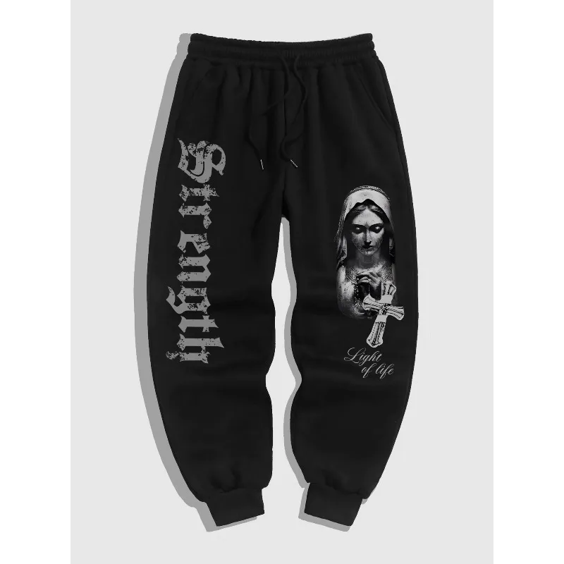 

Men's casual sweatpants with Renaissance Madonna Gothic pattern trendy sports trousers streetwear trousers men