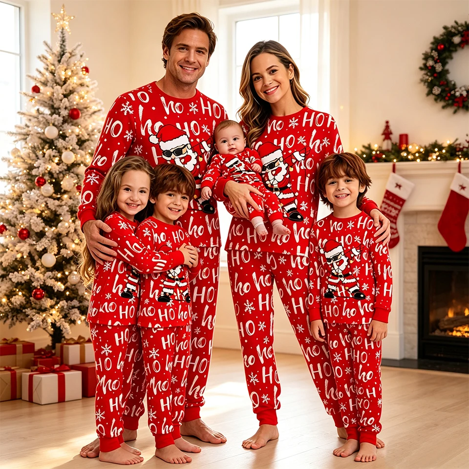 Santa Claus Print Matching Family Christmas Pajamas Sleepwear Loungewear for Men Women Boys Girls Toddlers Baby Infants Teens