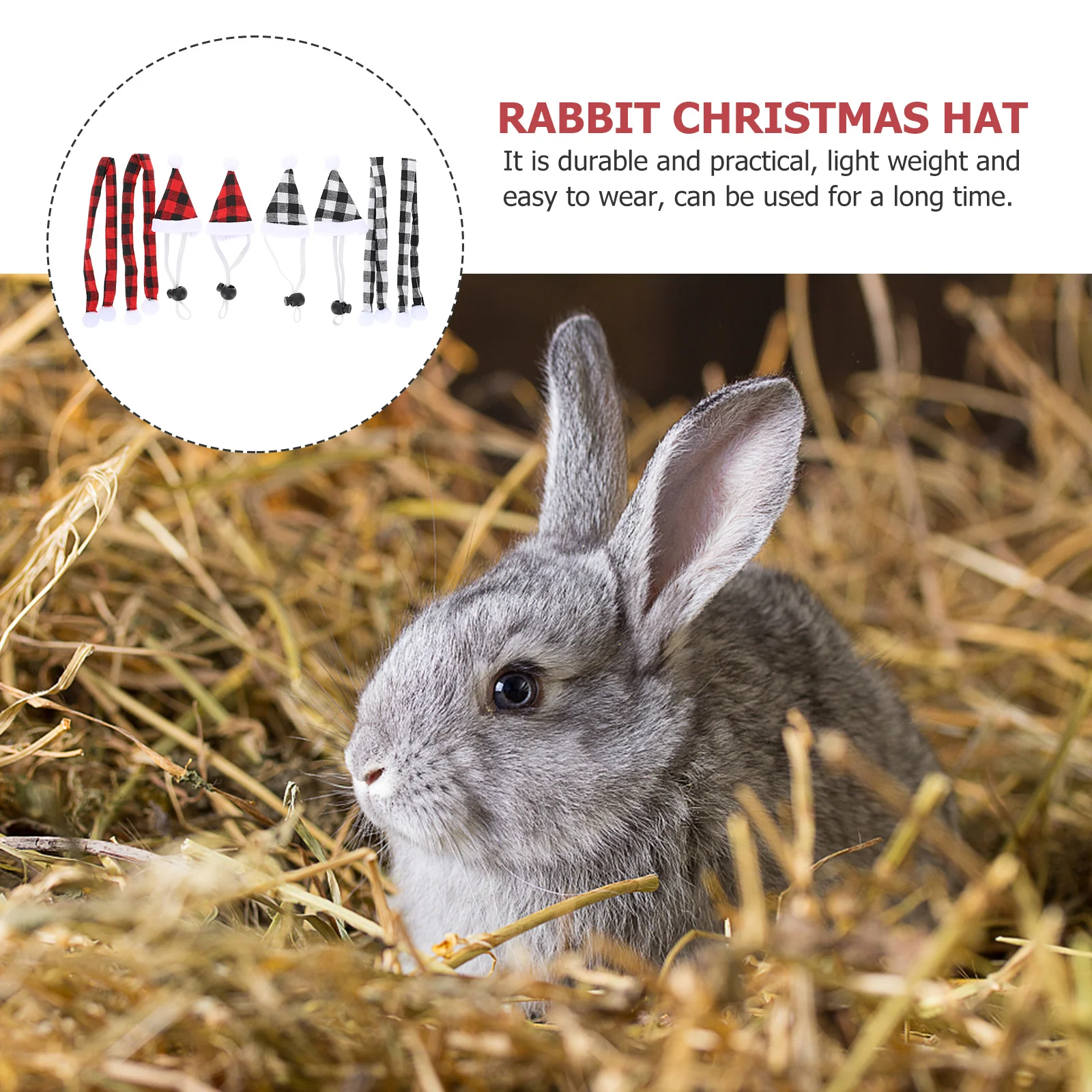 

4Sets Xmas Pet Scarf Hat Costume Small Animal Christmas Guinea Pig Hamster Rabbit Party Accessories Rabbit Christmas Hat