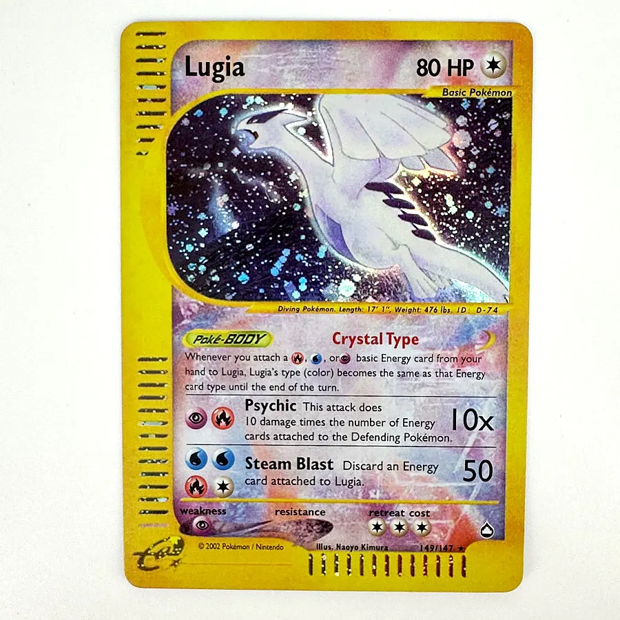 PKM Proxy Cards Mewtwo Gengar Psyduck Pichu Celebi Flareon Crobat Mew Lugia E-Series Holo Rare High Quality PTCG Collection Card