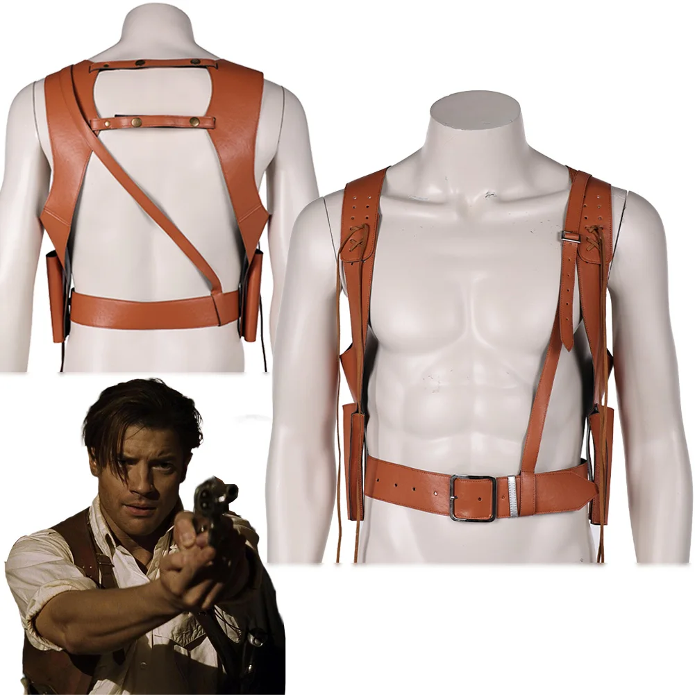 

1997 Movie Mummy Cosplay Rick O‘Connell Vest Belt Leather Hallowmas Party Carnival Role Play Props Cosplay Outfits Accessories