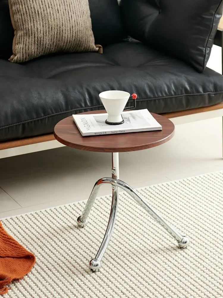 & Simple Antique Style Iron Side Table with Artificial Board Top for Living Room Bedroom Balcony-Small Bedside Corner Tea Table - view 4