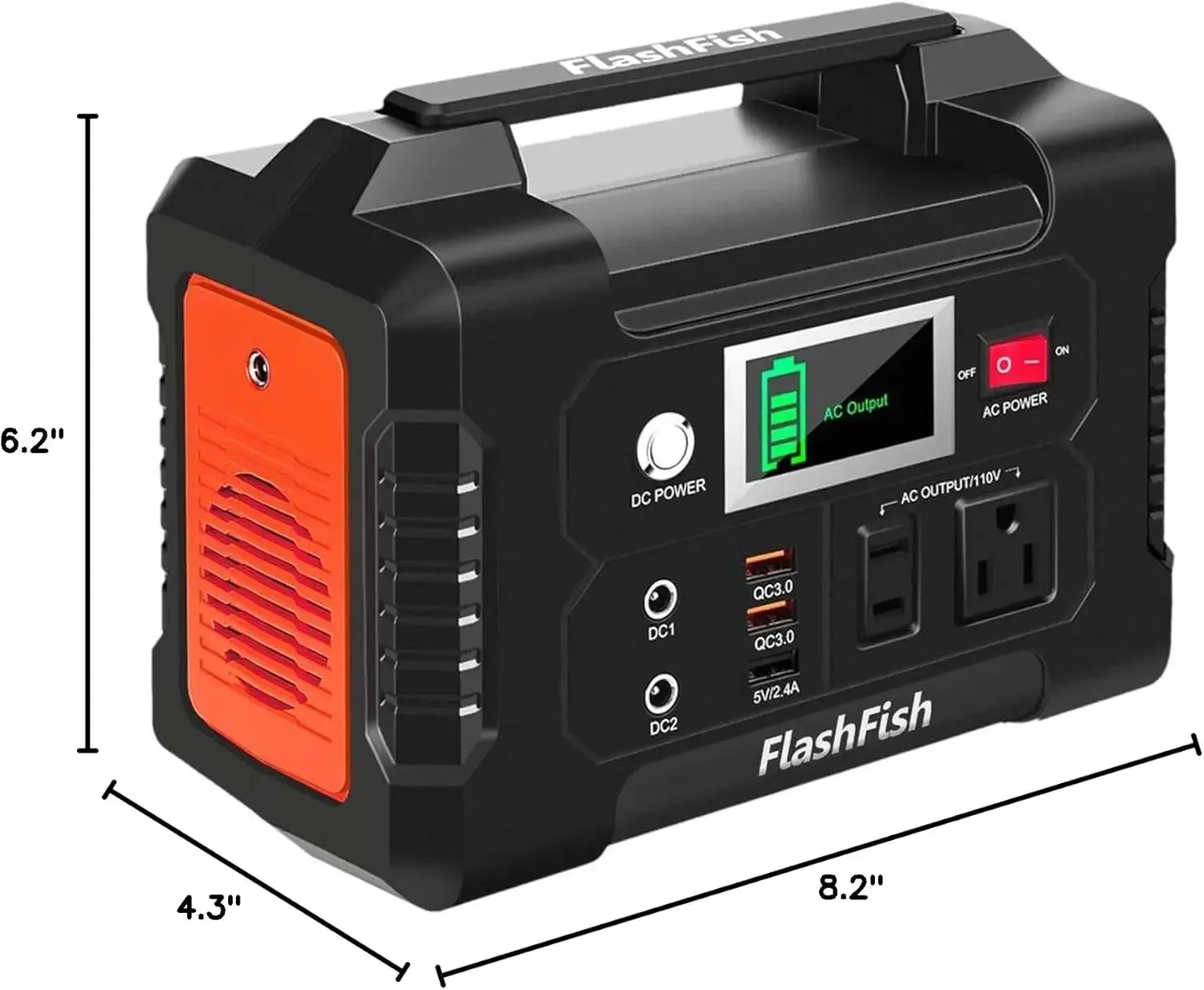 200W Portable Power Station, FlashFish 40800mAh Solar Generator With 110V AC Outlet/2 DC Ports/3 USB Ports
