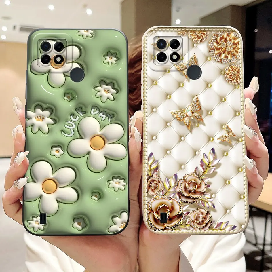 For Realme C21 Case C 21 Fundas Popular Butterfly Flowers Soft Silicone Shockproof Cover For RealmeC21 Bumper RMX3201 Phone Case