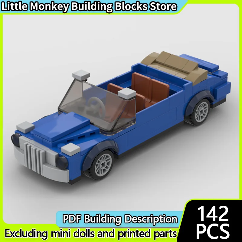 

Модель скоростного гоночного автомобиля MOC, строительные кирпичи, синий кабриолет, купе, модульная технология, детские праздничные подарки, сборка игрушек, костюм