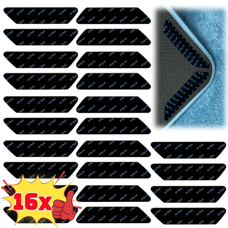 8/16Pcs Newest Carpet Non-slip Stickers Washable Anti Curling Carpet Patch General Reusable Floor Rug Mat General Fixed Sticker