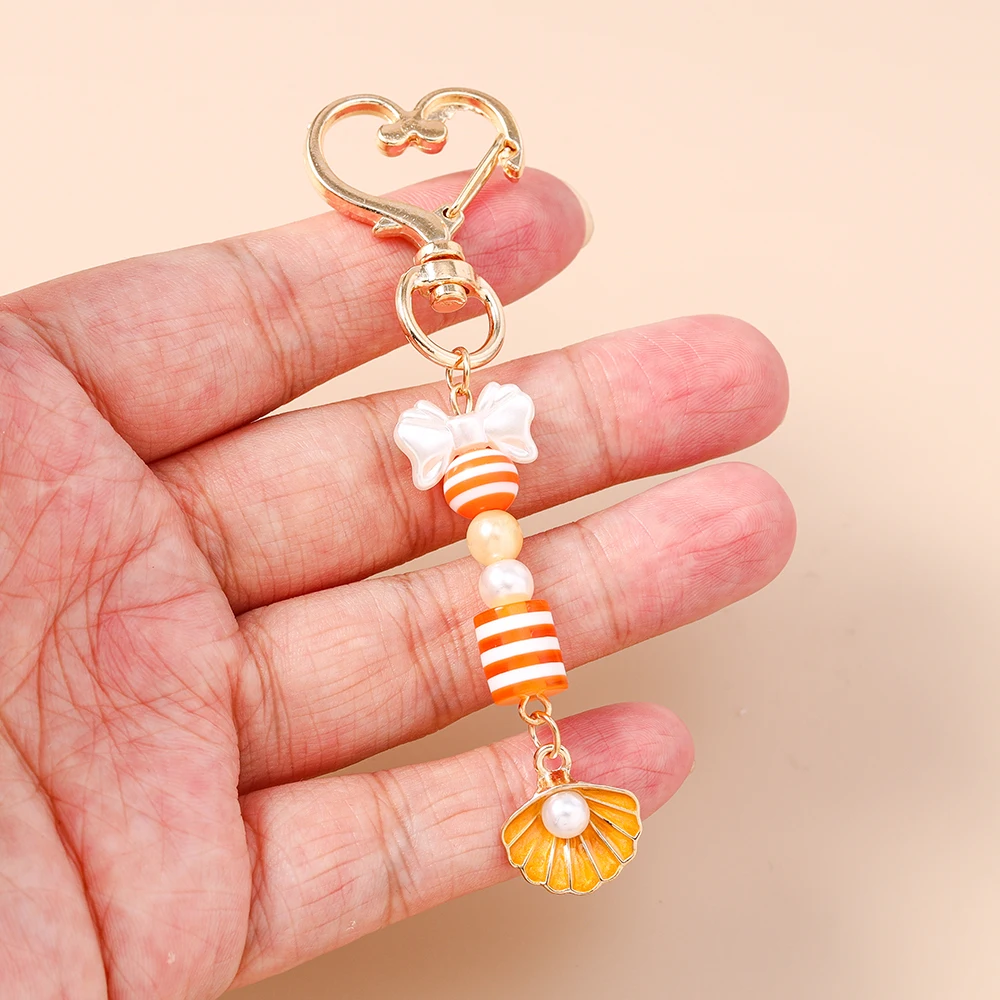 Aihua Cute Y2K Pearls Starfish Shell Keychain for Women Girls Handbag Pendant Summer Beach Vacation Key Ring DIY Jewelry Gifts