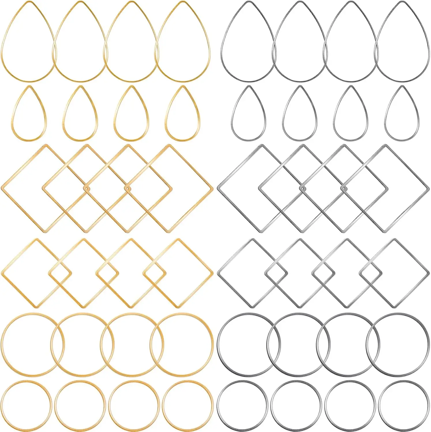 

48pcs Earring Beading Hoop, Hypoallergenic Teardrop Square Round Beading Hoops for Jewelry Making, Earrings Beading Hoop Bulk fo