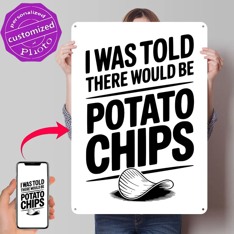 Potato Chips Funny Quote Personalized 3D Textured Metal Poster Wall Art Tinplate Sign for Bedroom Decorations Vintage Decor Room