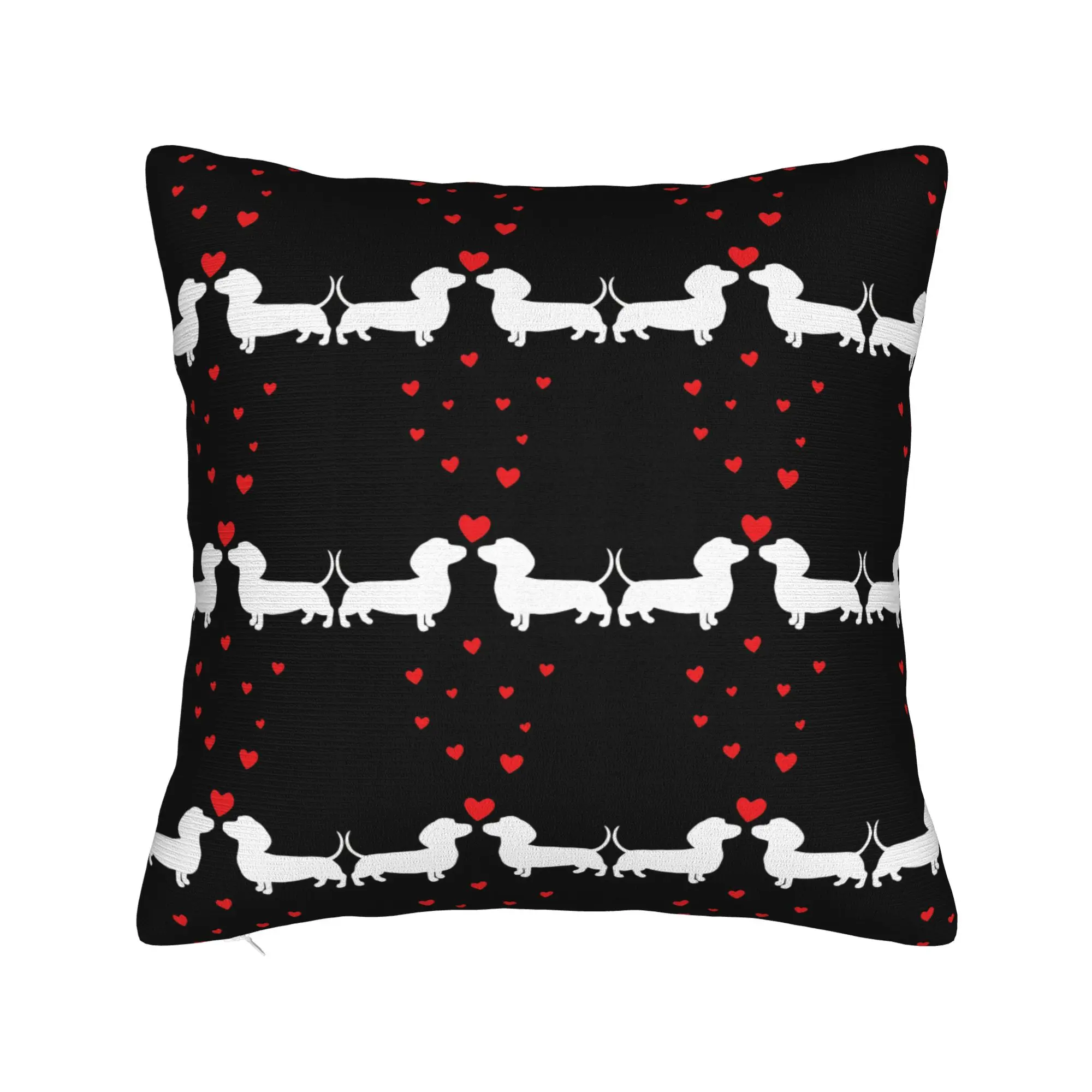 Valentine's Day Kissing Dachshunds Pillow Case  Graphic Pillow Cover Kawaii Cushion Cover For Sofa Car Home Decor