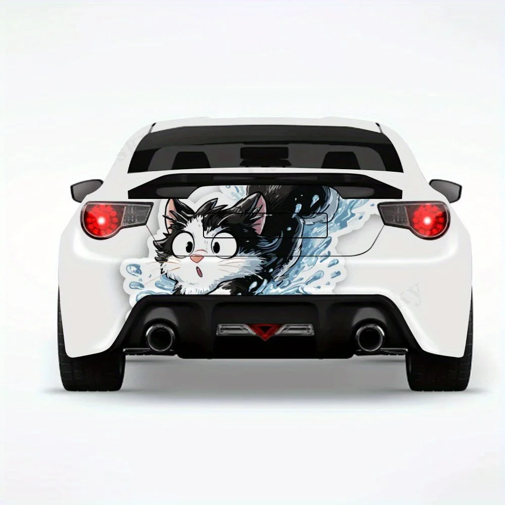 

Black - and - White Cat Falling - Vinyl Decal for Car Rear, Waterproof Self-Adhesive Vinyl Stickers for Vehicle Tail and Bumper