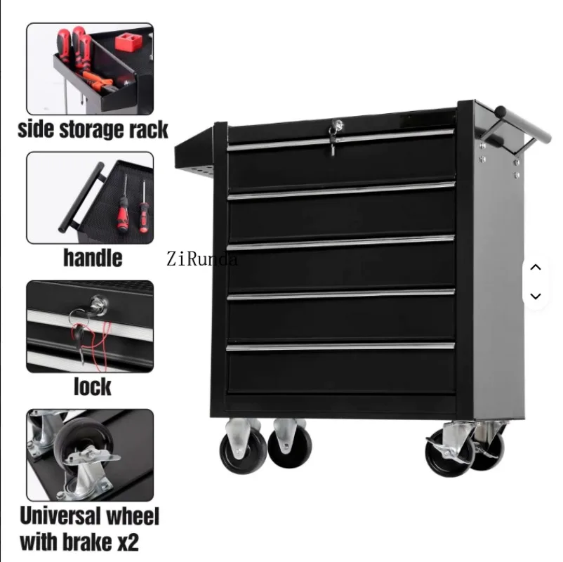 Cart Lockable Five Drawer Auto Repair Tool Cabinet Tool Set Iron Garage Locker Professional Tool Cart