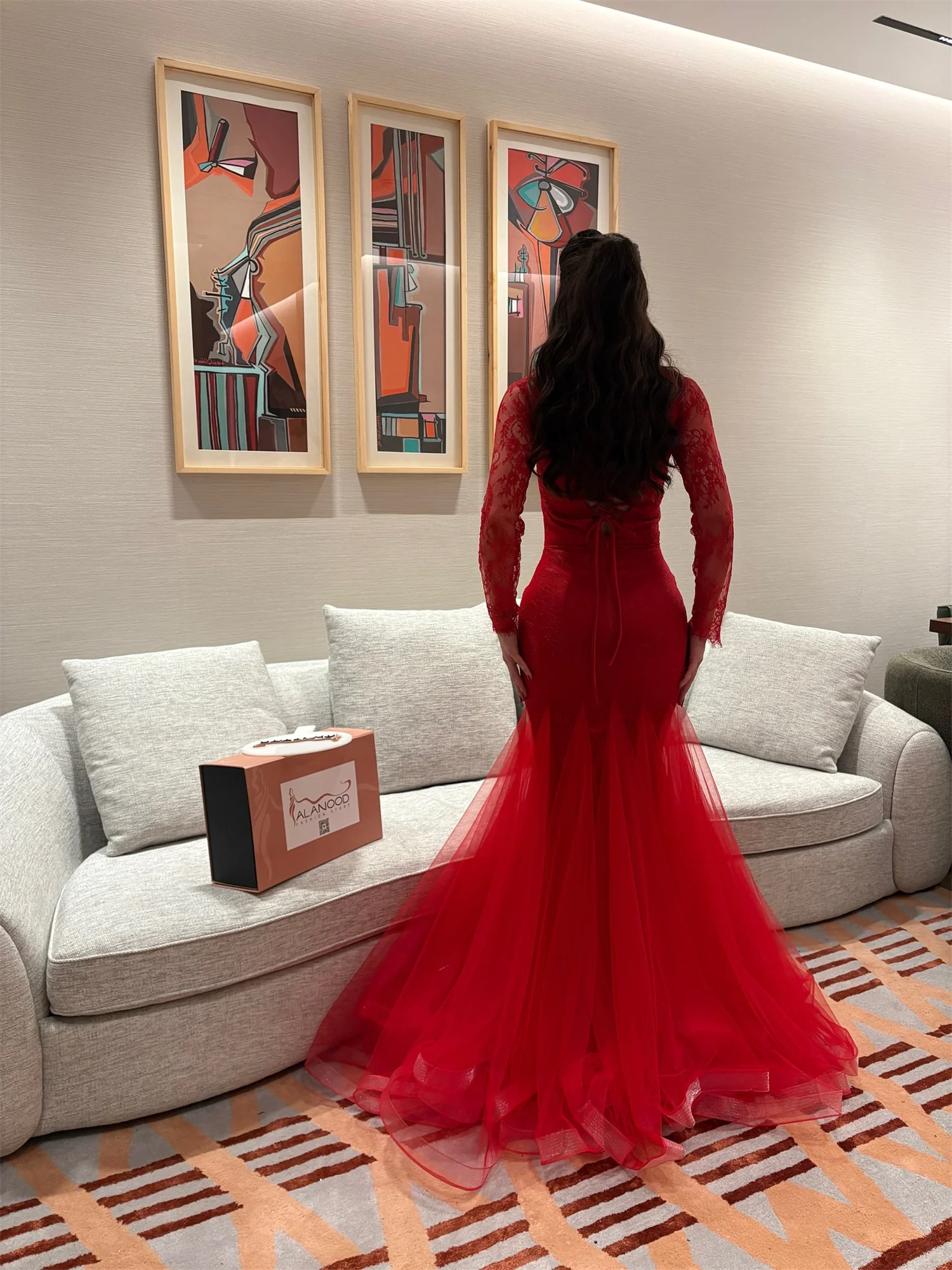 فستان لوريتا للحفلات الراقصة من الدانتيل باللون الأحمر للنساء فستان سهرة من فساتين الحفلات الأنيقة من Soirée 2025 مخصص حورية البحر للسيدات #6
