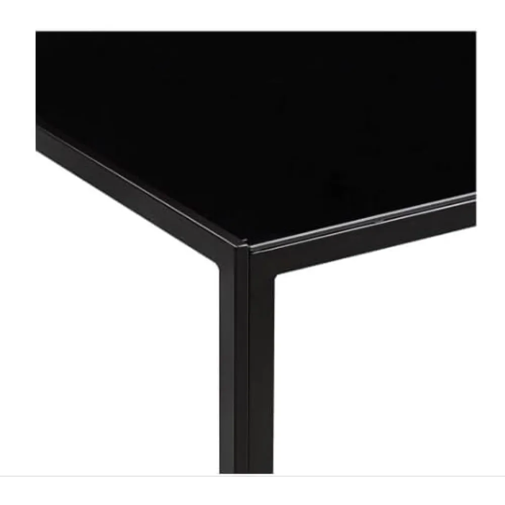 طاولة طعام مستطيلة حديثة مع سطح زجاجي أسود، إطار فولاذي، مقاعد 4، سهلة التنظيف، مثالية للاستخدام في المطبخ #5