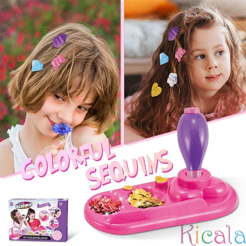 Hair Styling Decoration Kit Jewelry Set  Pretend Play Toys Bling Diamond Sequin Stapler Drill Stickers Machine Gifts For Girls