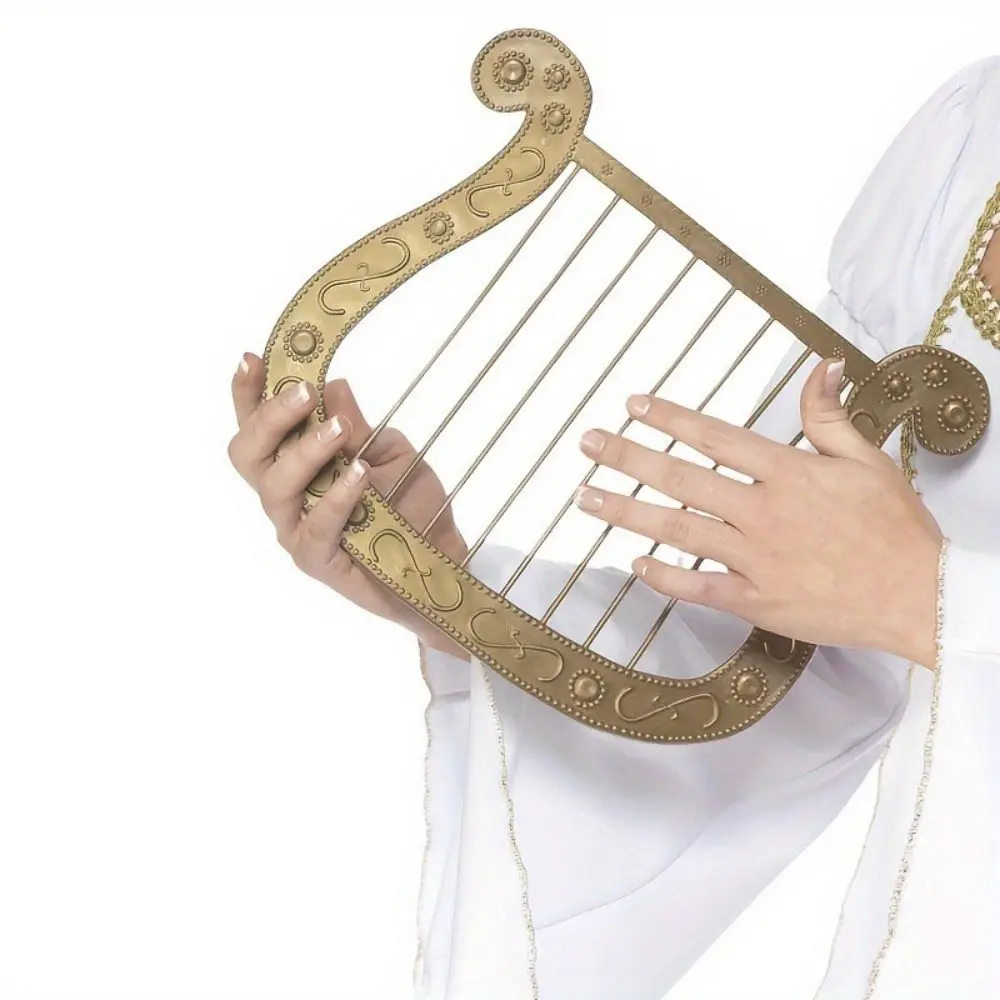 Realistic Design Plastic Harp Props Easy to Clean Lightweight Construction Simulation Harp Detailed Craftsmanship Portable