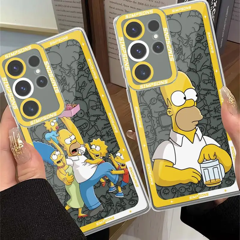 Funny Cartoon Homer Simpson Family Clear Case for Samsung Galaxy S23 S22 Ultra S20 FE S21 Plus S24 Note 20 10 Funda Phone Cover