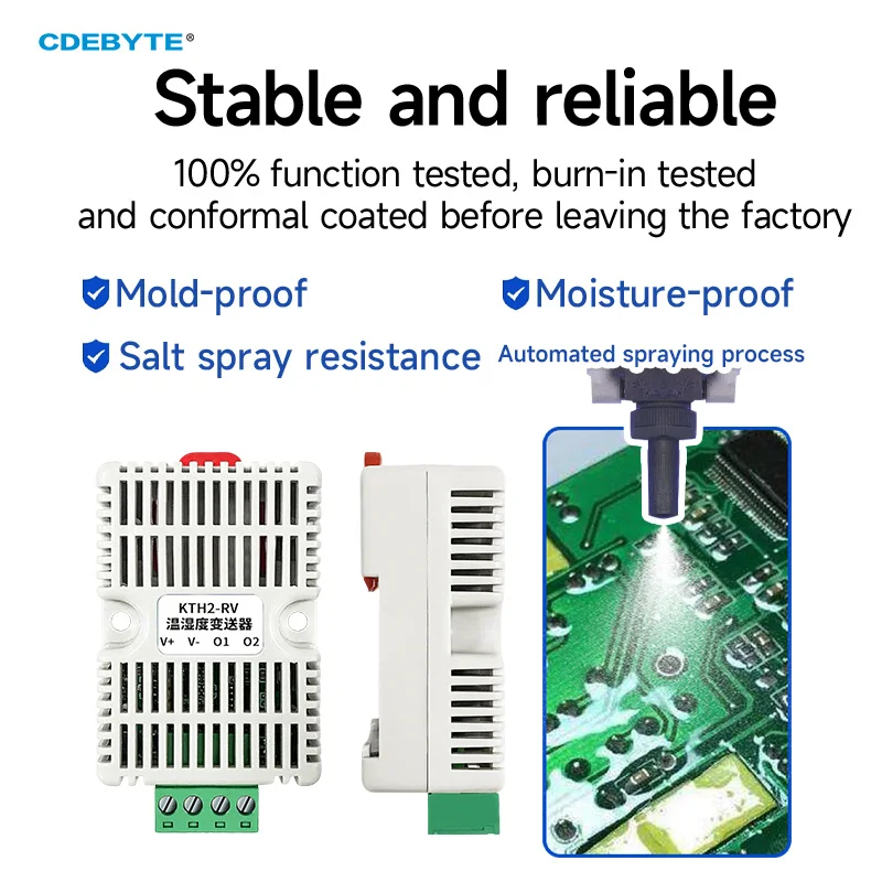 Temp&Humidity DIN-Rail  Transmitter ±0.2°C/±2%RH Accuracy 24 V DC High-Precision Digital Integrated Sensor