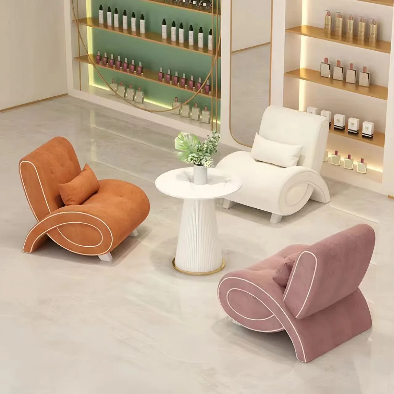 Single Person Luxury Sofa Coffee Table Combination for Living Room Leisure Reception Beauty Salon Display Centre Chair