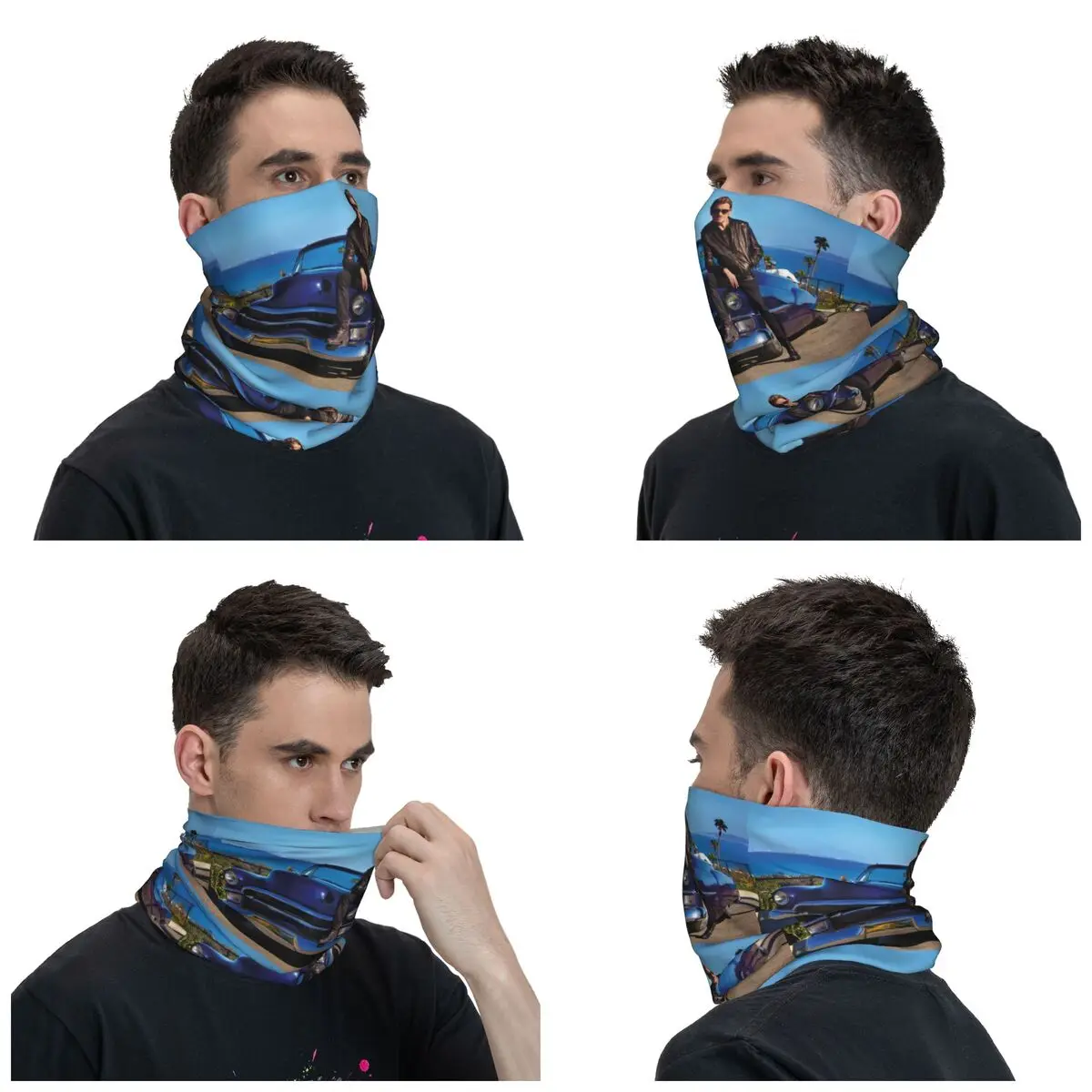 Copie De Masque Johnny Hallyday Winter Headband Neck Warmer Men Women Ski Running Tube Scarf Face Bandana Gaiter