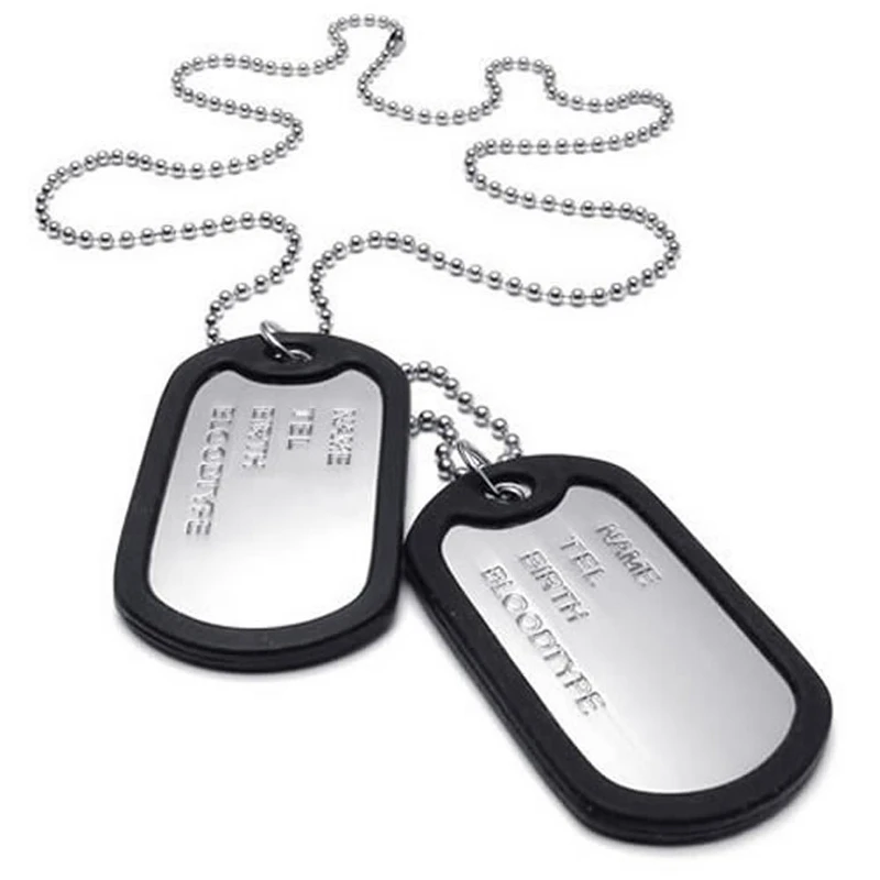 Jewelry Mens Necklace, 2 Tag Style Dog Tag Pendant With 68 Cm Chain